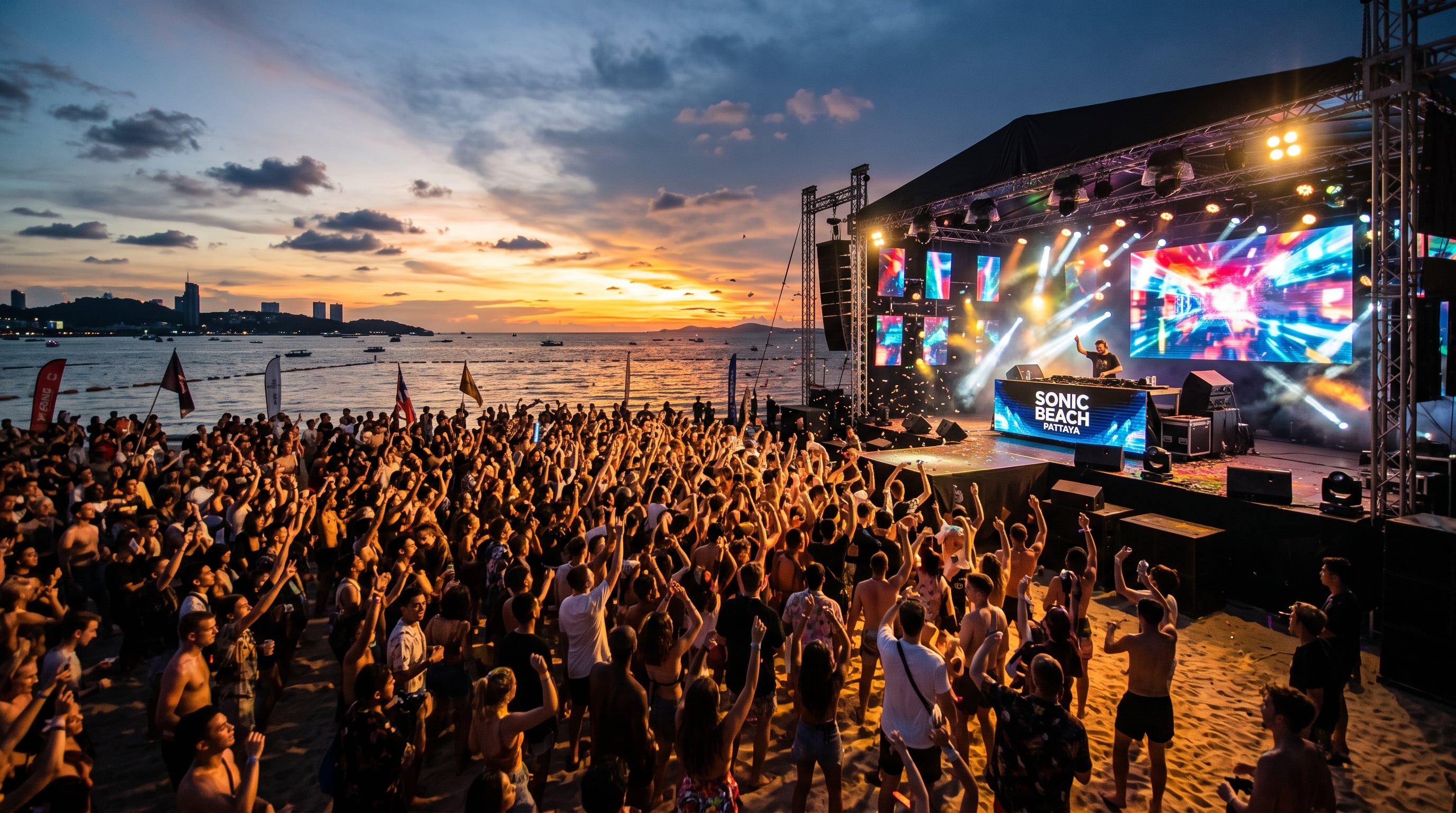 Фестиваль электронной музыки в Паттайе Pattaya Zoom Out на пирсе Бали Хай, диджеи и танцы